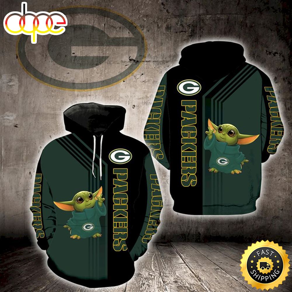 Baby Yoda Lovers Green Bay Packers 3d Hoodie All Over Printed