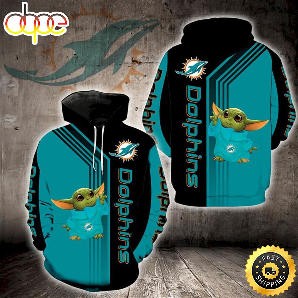 Baby Yoda Lovers Miami Dolphins 3d Hoodie All Over Print