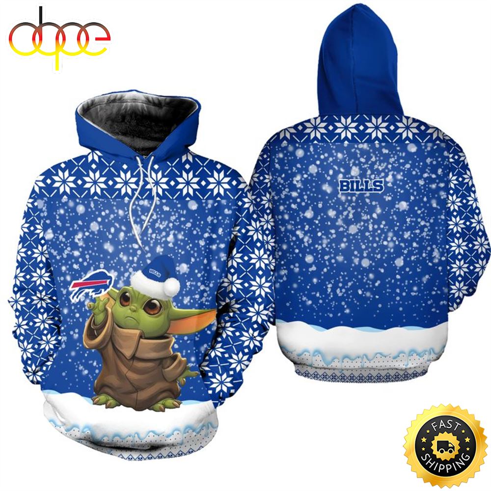Buffalo Bills Christmas Pattern YODA Football NFL All Over Print Hoodie Shirt