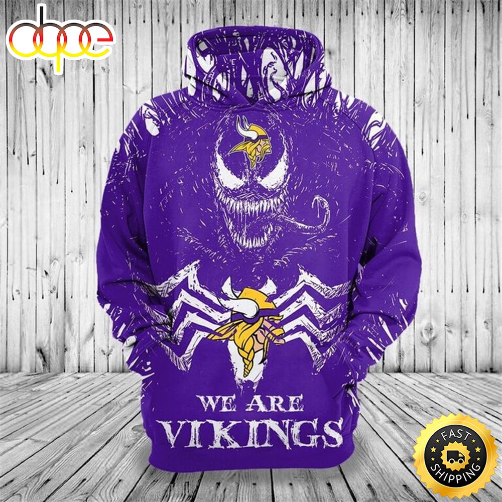 Classic Venom Horror Movie Character &amp; We Are Vikings 3D Hoodie All Over Print Shirts