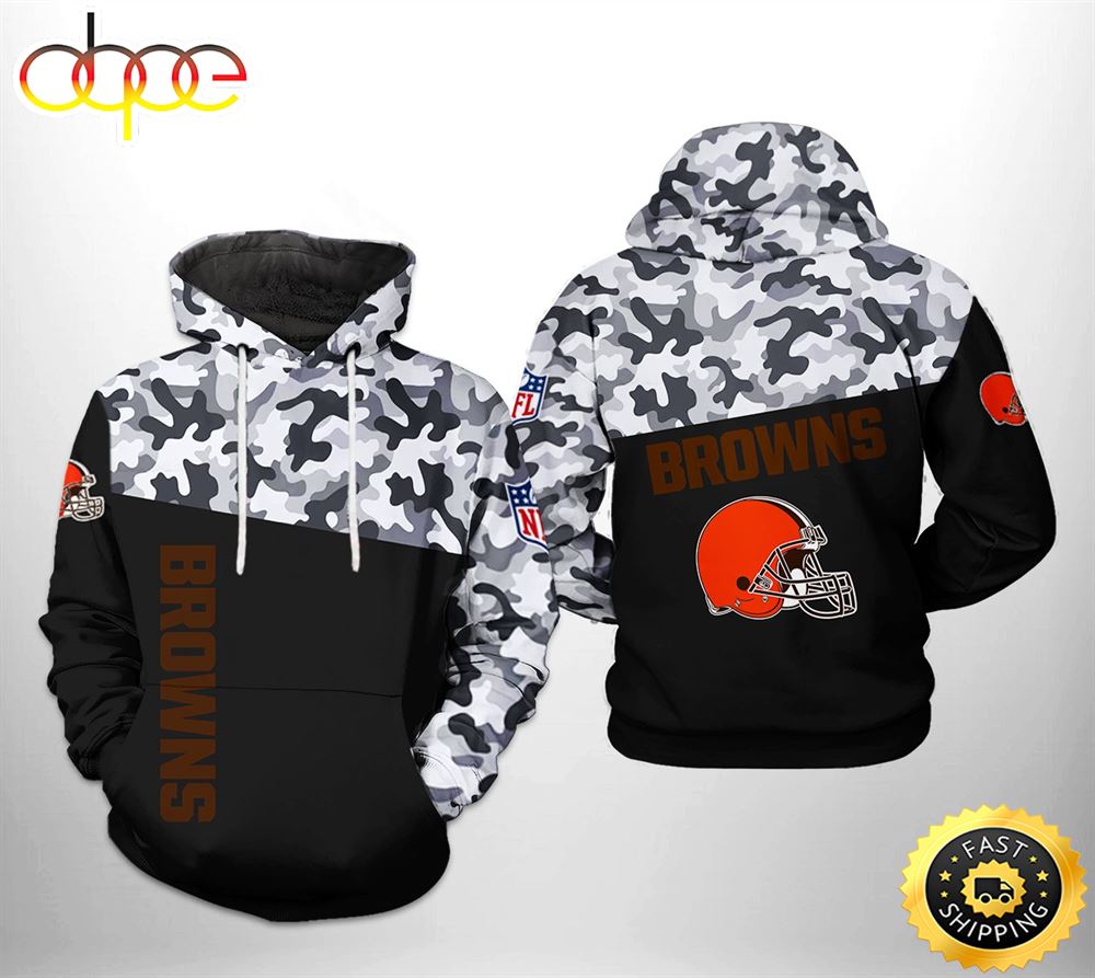 Cleveland Browns NFL Camo Veteran Team 3D Printed HoodieZipper Hoodie