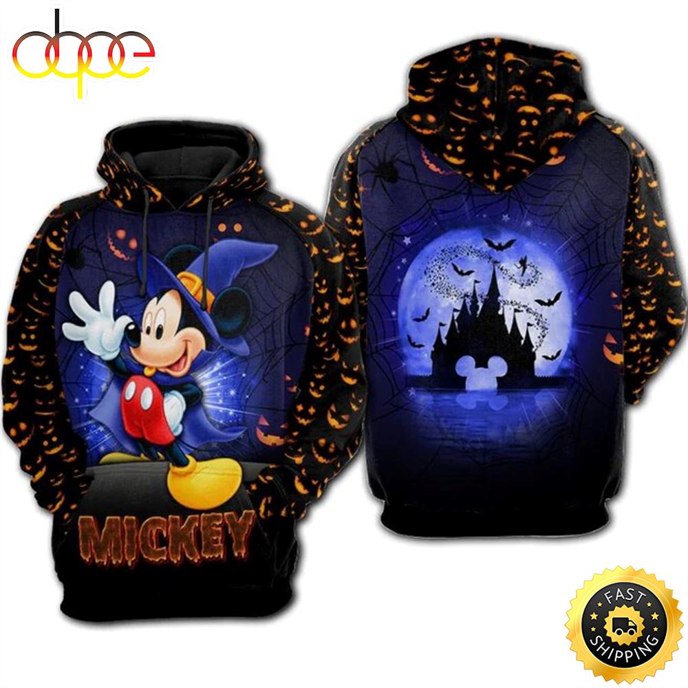 Disney Halloween Hoodie Mickey Mouse Wizard Disney Castle Halloween Night Hoodie