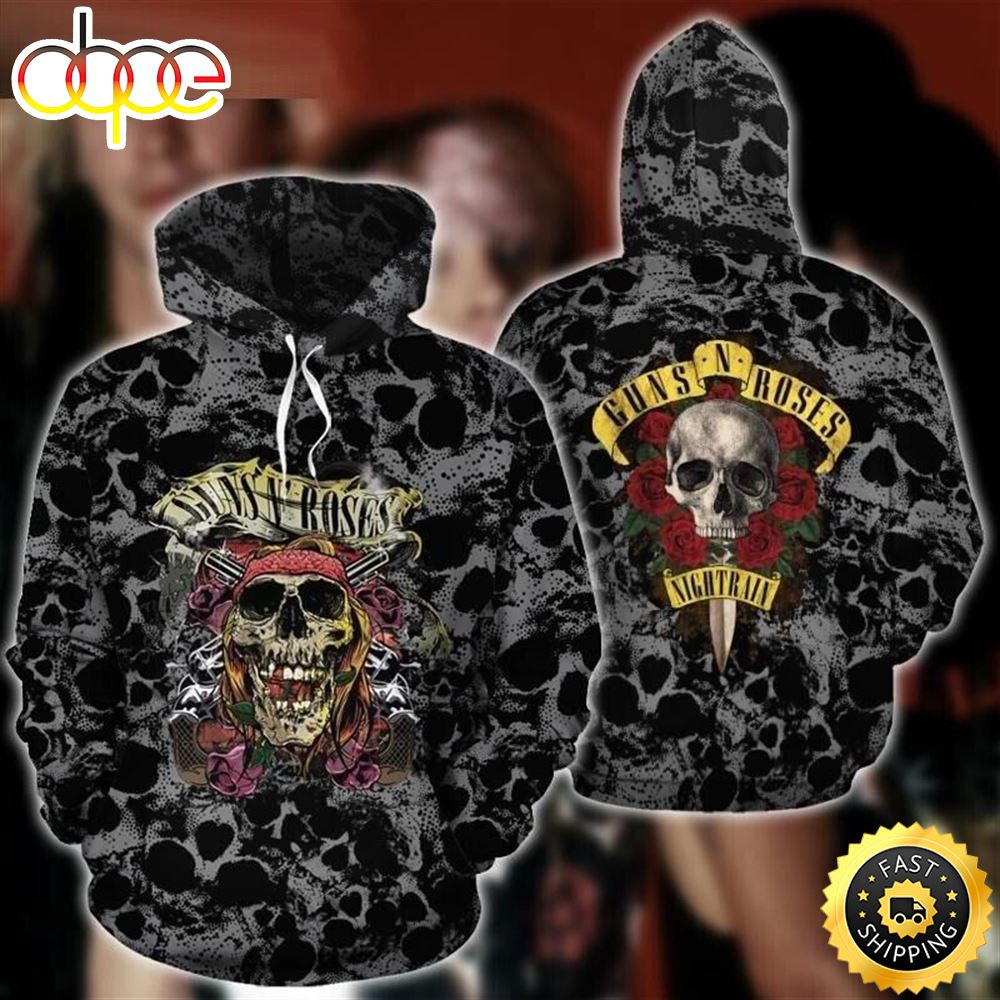 Fanmade Guns N' Roses Rock Band Nightrain Print Lightweight Hoodie