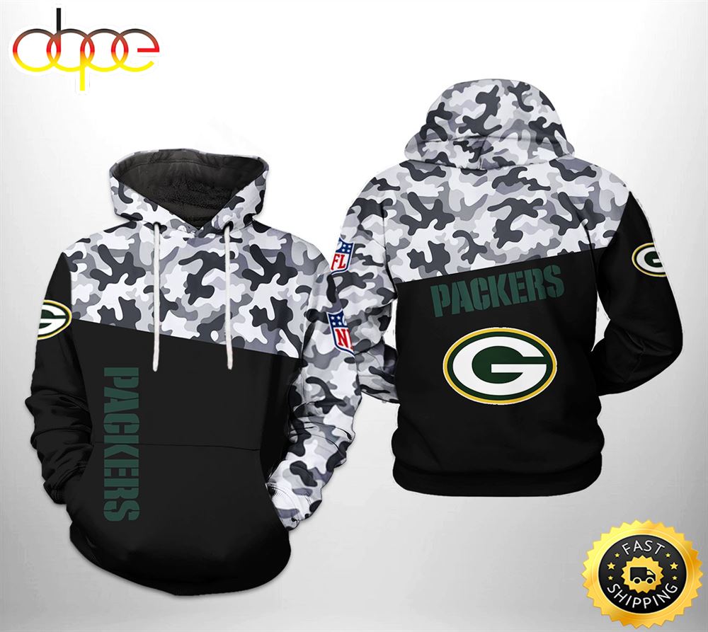 Green Bay Packers NFL Camo Veteran Team 3D Printed HoodieZipper Hoodie