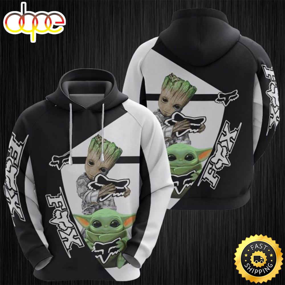Groot Fox Baby Yoda 3d Printed Hoodie
