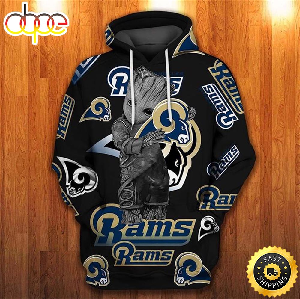 Groot Los Angeles Rams Logo 3d Hoodie