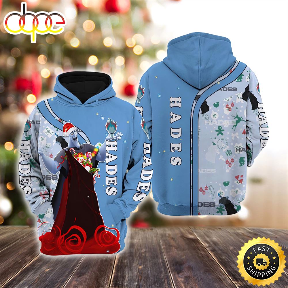 Hades Blue Christmas Disney Christmas Hoodie All Over Print Shirts