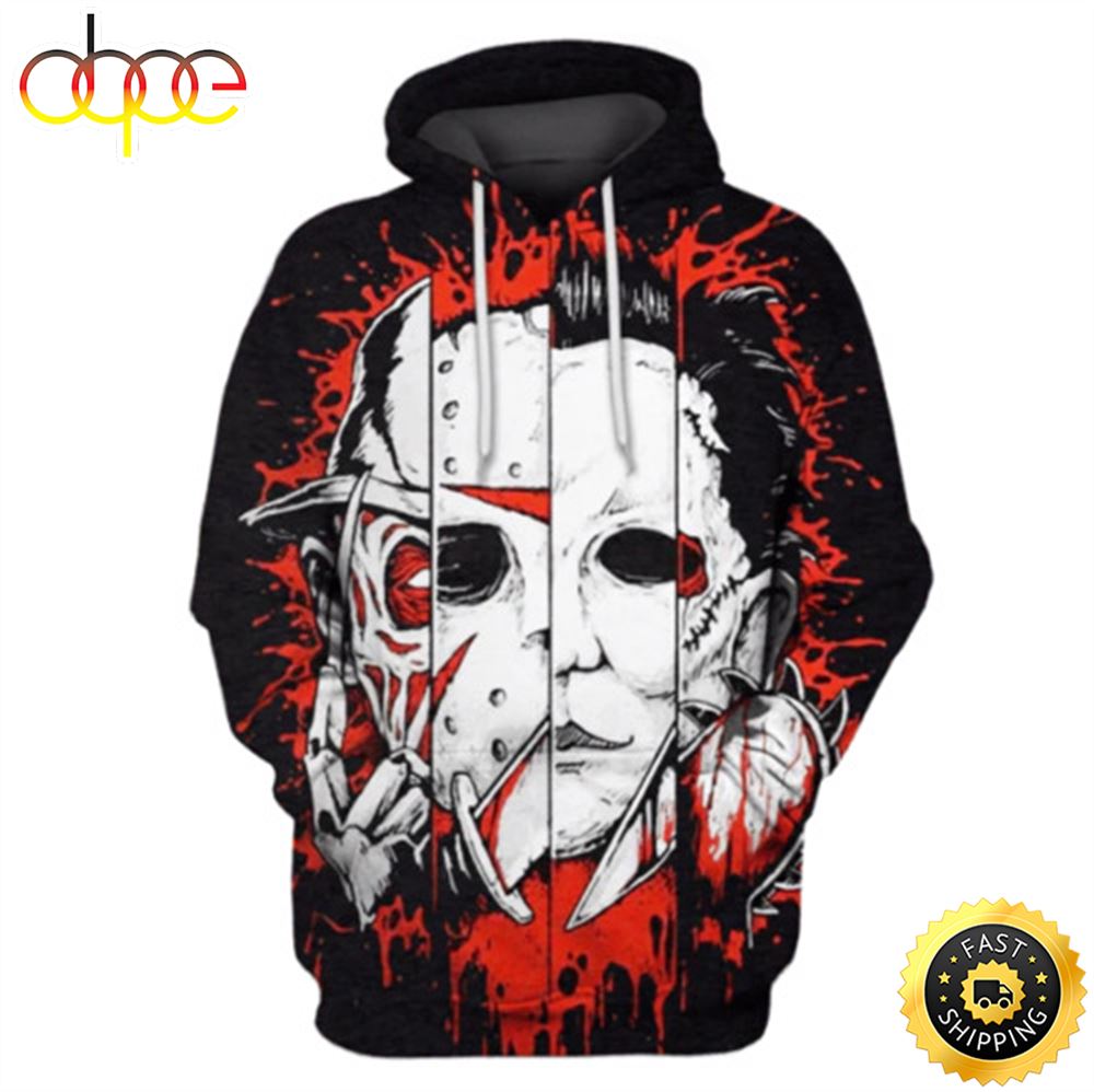 Horror Killers Jason Voorhees Freddy Krueger Michael Myers 3d Hoodie