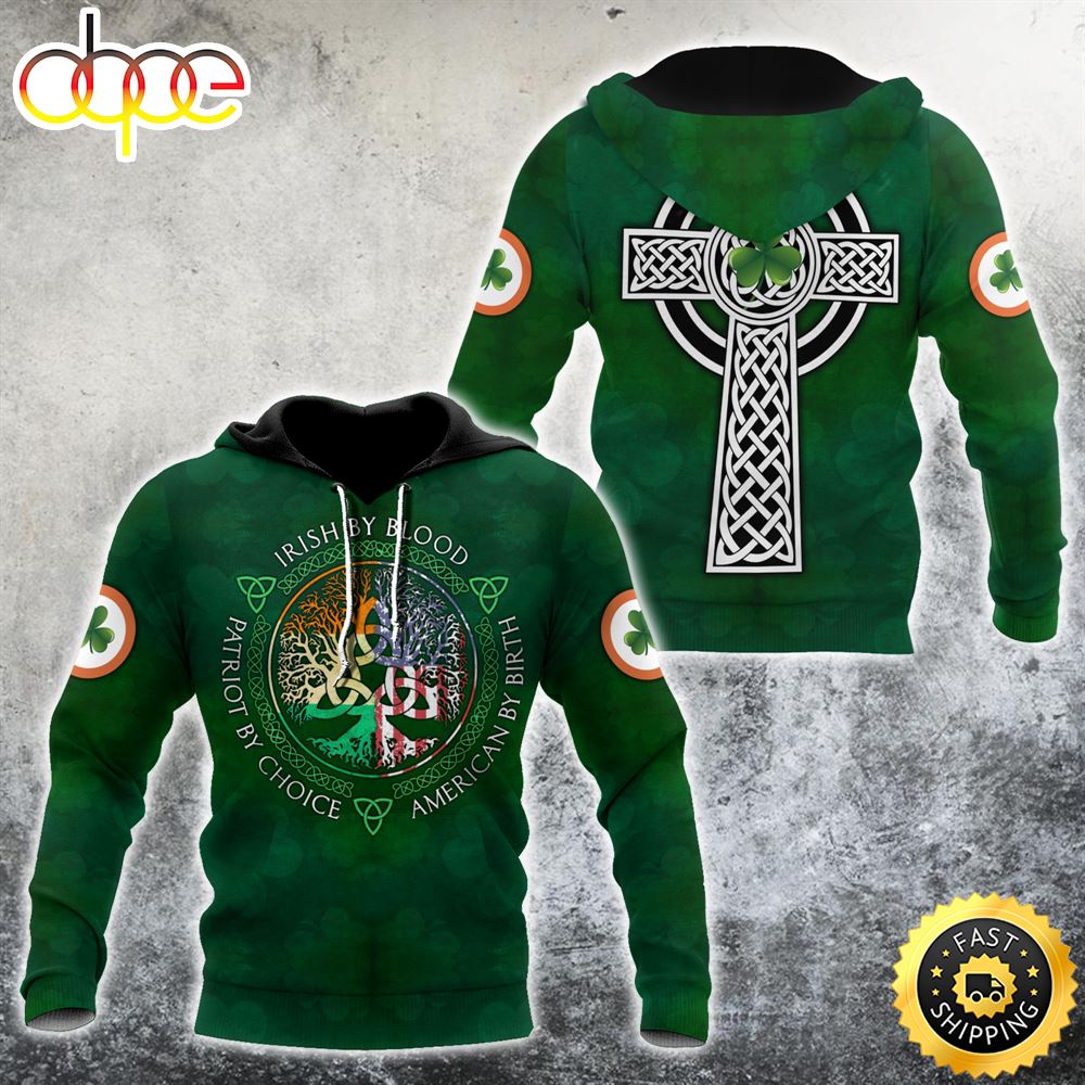 Irish By Blood Celtic Tree Of Life Shamrock 3D All Over Print Shirt