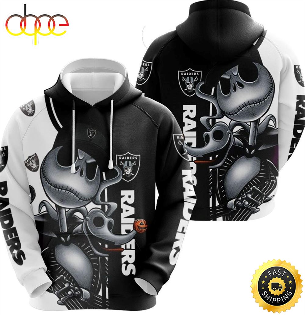 Jack Skellington Las Vegas Raiders 3D Hoodie Super Bowl 3D Pullover Hoodie_5636