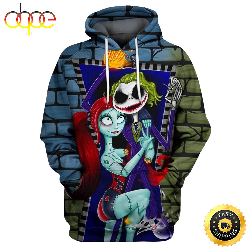 Joker X Jack Skellington Sally Hoodie 3D All Over Print