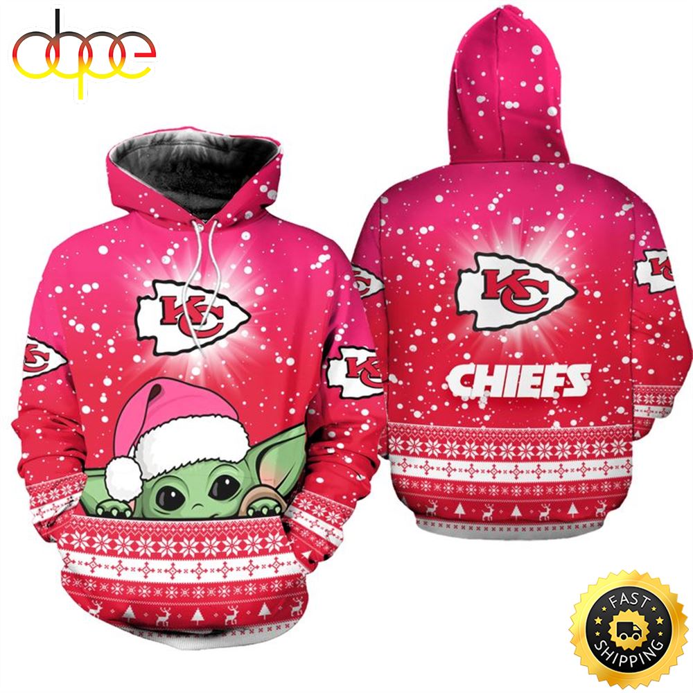 Kansas City Chiefs Christmas Yoda Football NFL All Over Print Hoodie Shirt