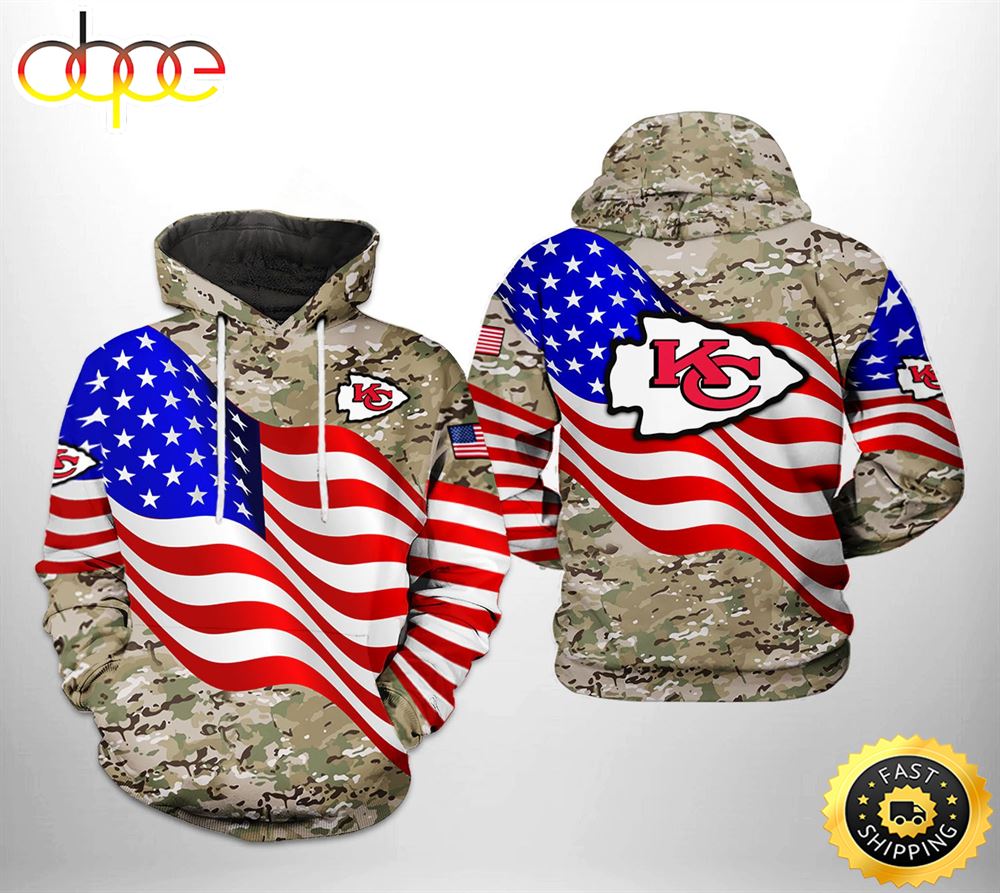 Kansas City Chiefs NFL US Flag Camo Veteran Team 3D Printed HoodieZipper Hoodie
