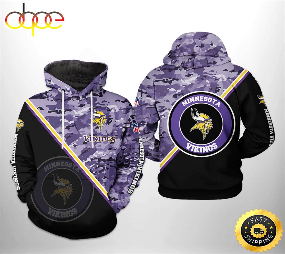 Minnesota Vikings NFL Camo Team 3D Printed HoodieZipper Hoodie