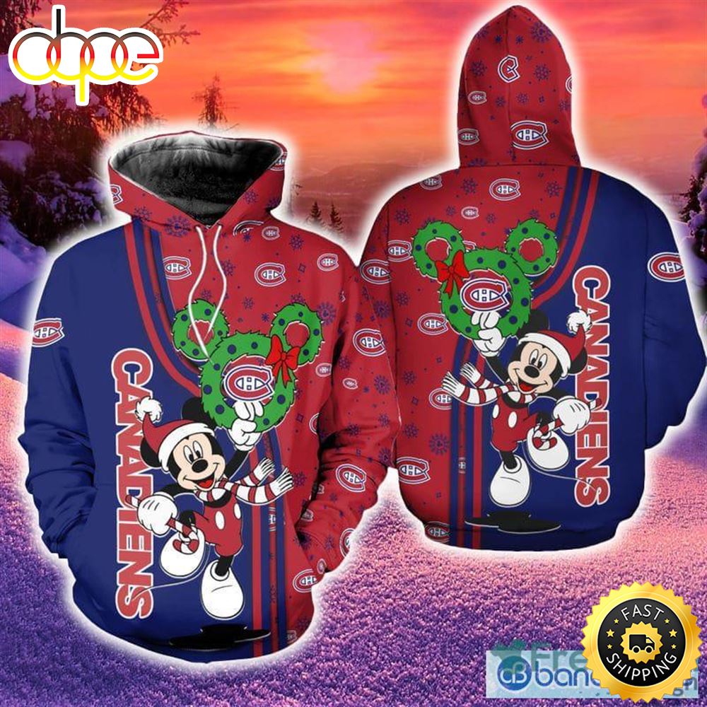 Montreal Canadiens Disney Mickey Funny Hoodie Zip Hoodie Red Print Holiday Gift For Fans Christmas