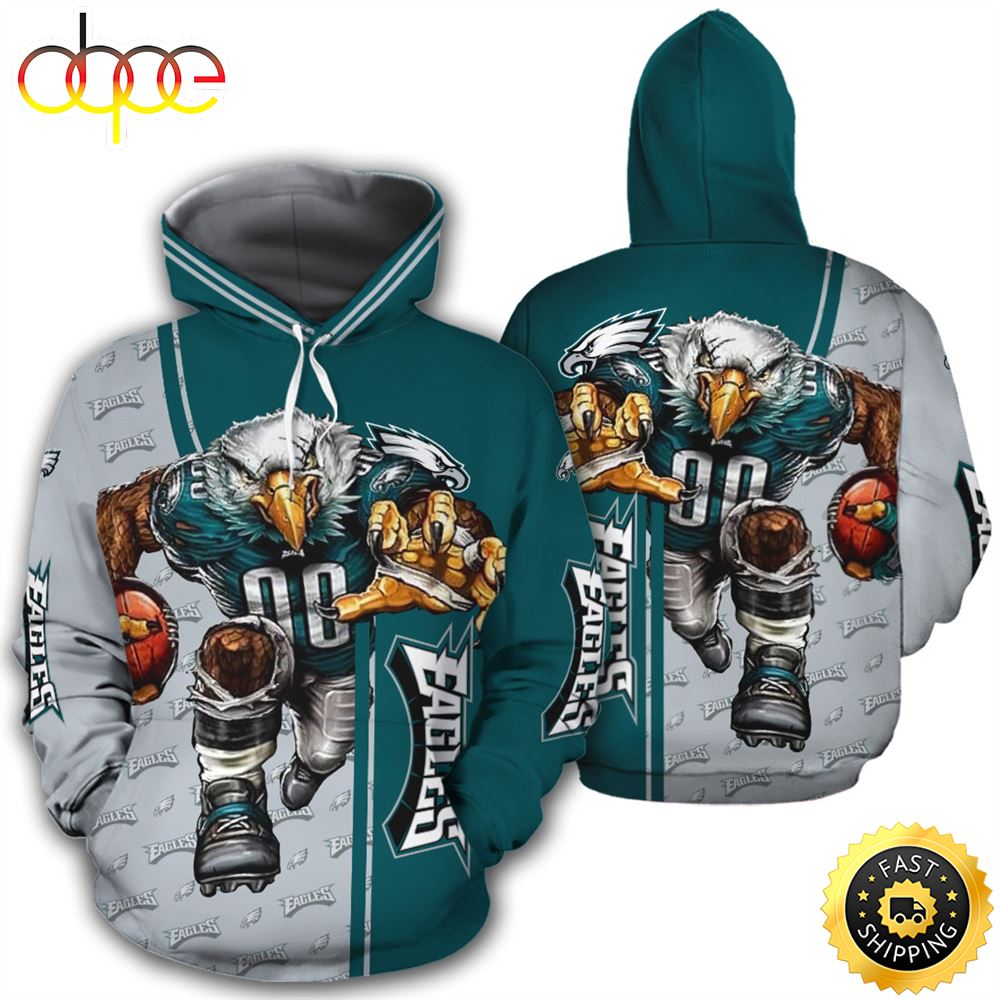 N.F.L.Philadelphia Eagles Running &amp; Eagles Logos 3D Hoodie All Over Print Shirt