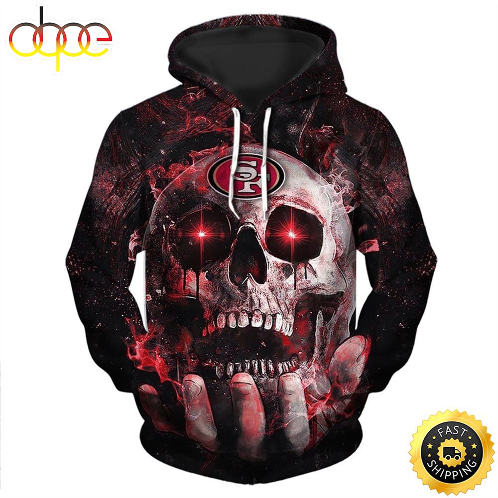 N.F.L.San Francisco 49ers Team Pullover Neon Skull Hoodies