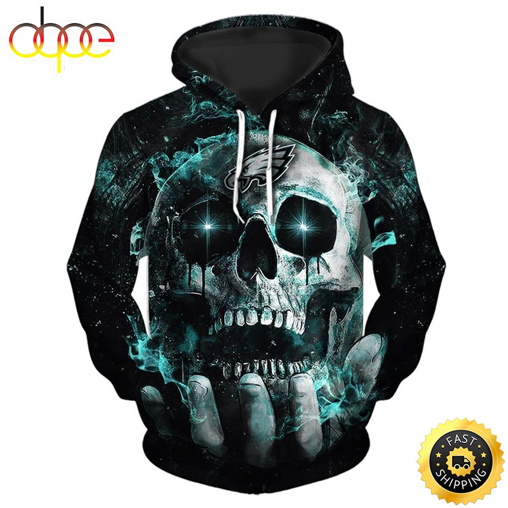 N.F.L EaglesNeon Skull 3D Hoodie All Over Print Shirt