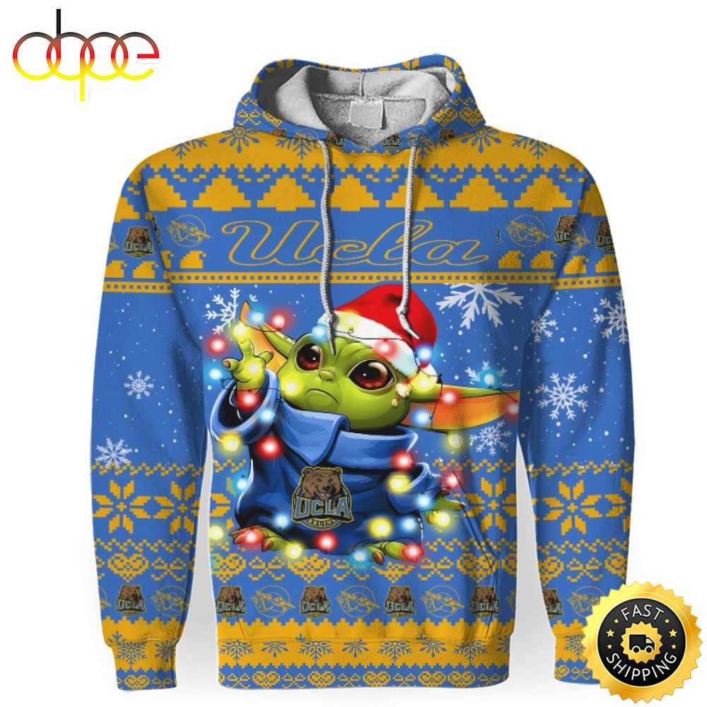 NCAA UCLA Bruins Baby Yoda Christmas Football Christmas Hoodie All Over Print Shirt