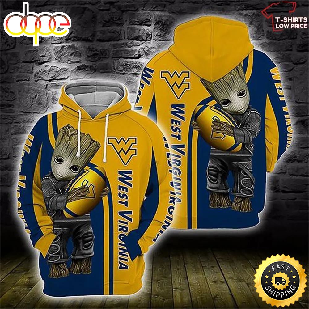 Ncaa West Virginia Mountaineers Baby Groot 3d Hoodie