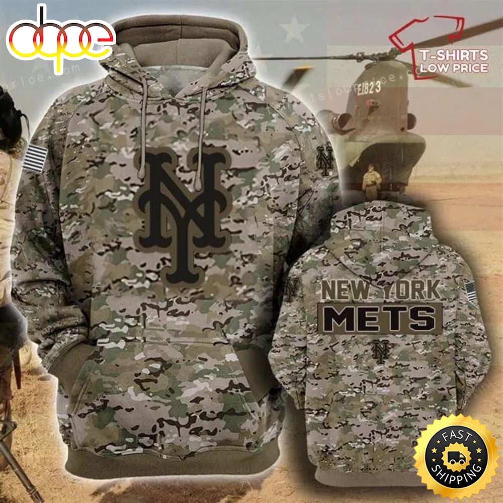 New York Mets Camouflage Veteran 3D Hoodie