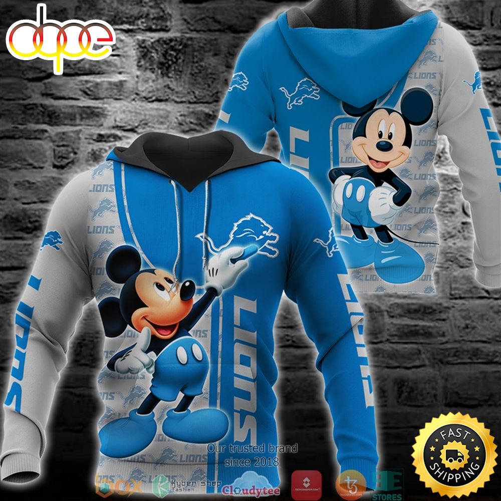 Nfl Detroit Lions Mickey Mouse Disney 3d Full Printing Shirt