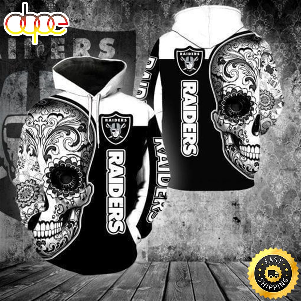 Oakland Raiders Poco Loco Skull 3d Hoodie