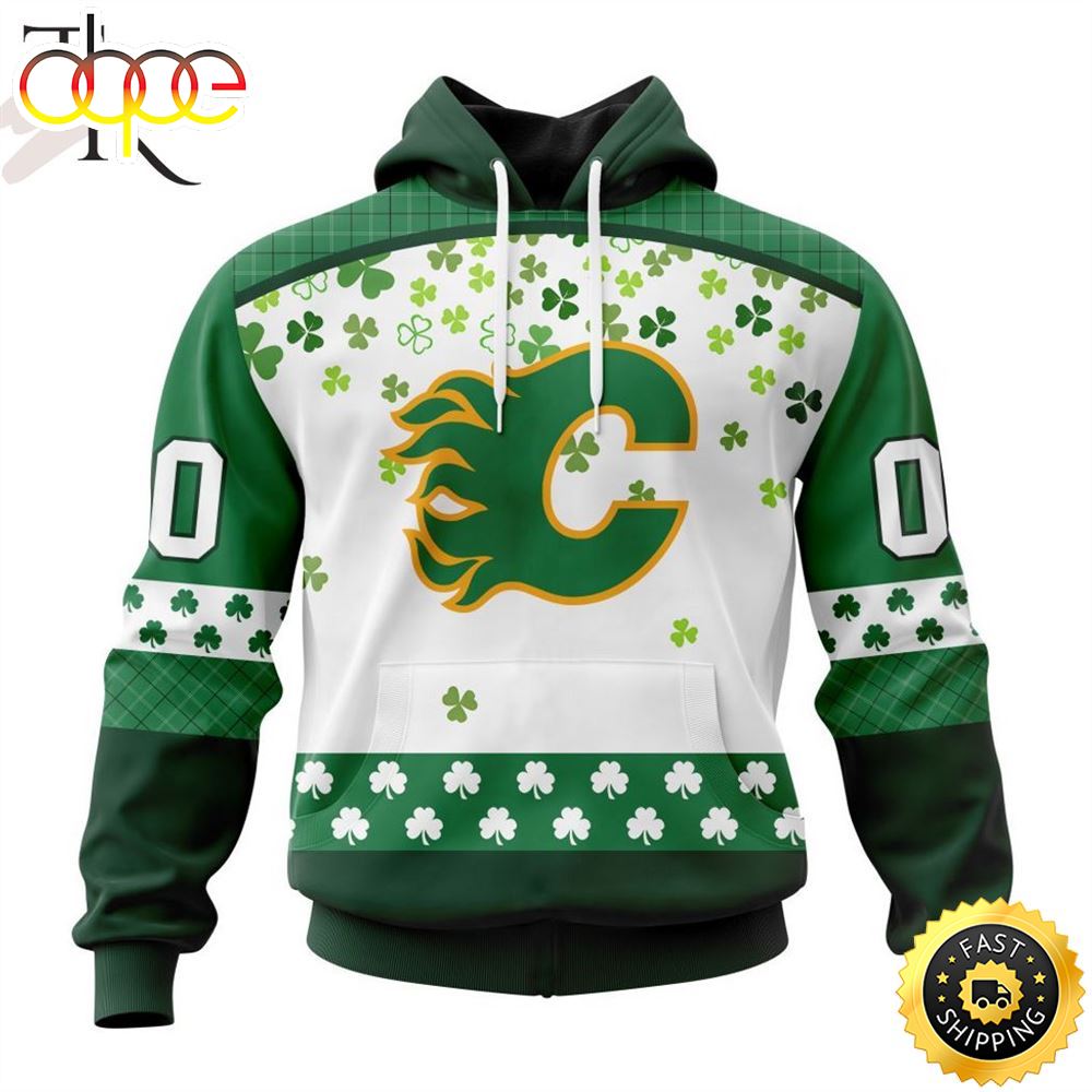 Personalized NHL Calgary Flames Special Design For St. Patrick Day Hoodie