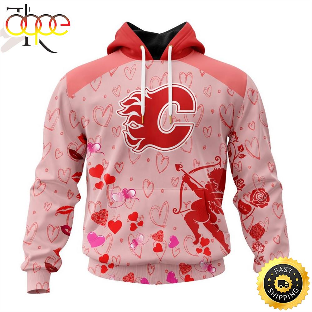Personalized NHL Calgary Flames Special Design For Valentines Day Hoodie