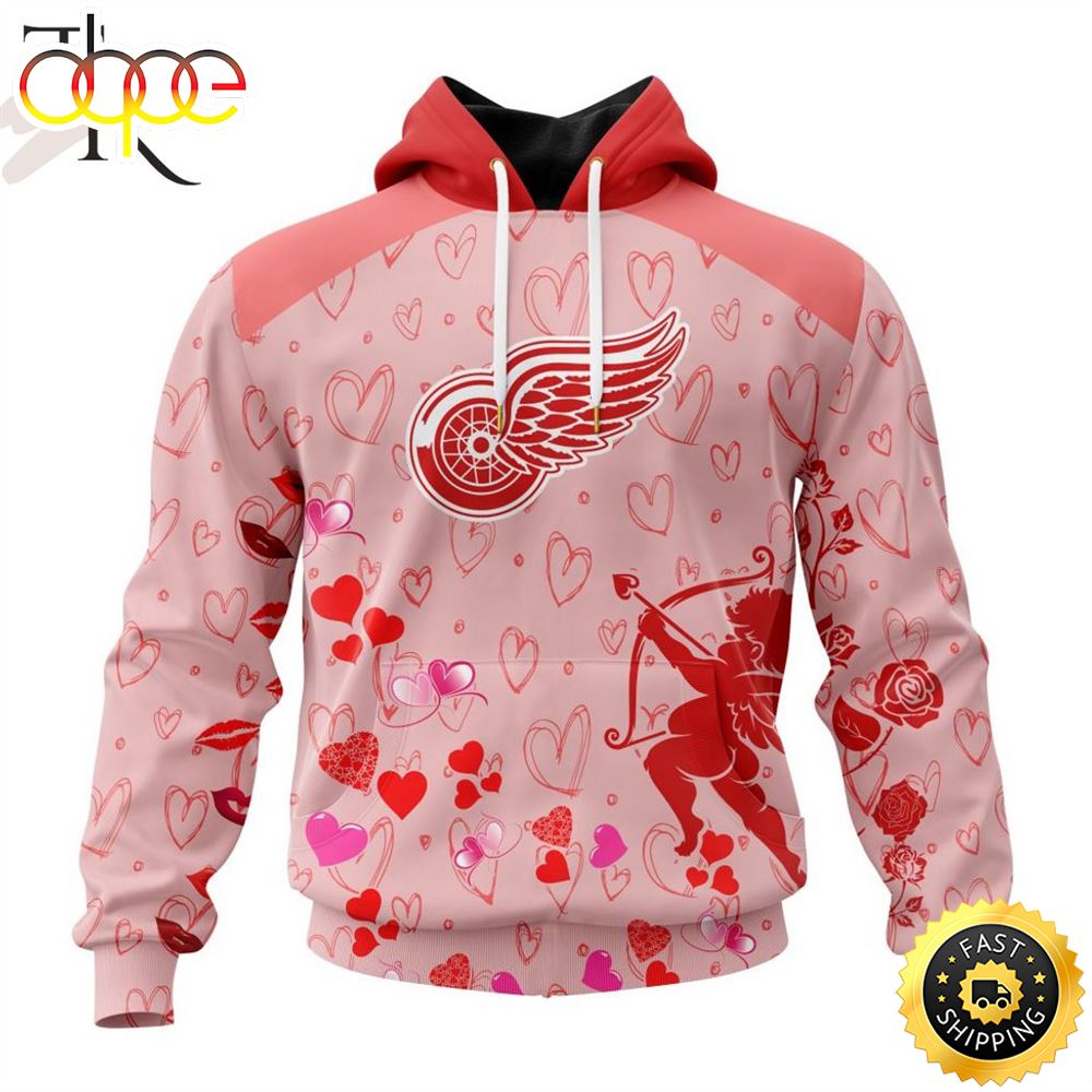 Personalized NHL Detroit Red Wings Special Design For Valentines Day Hoodie