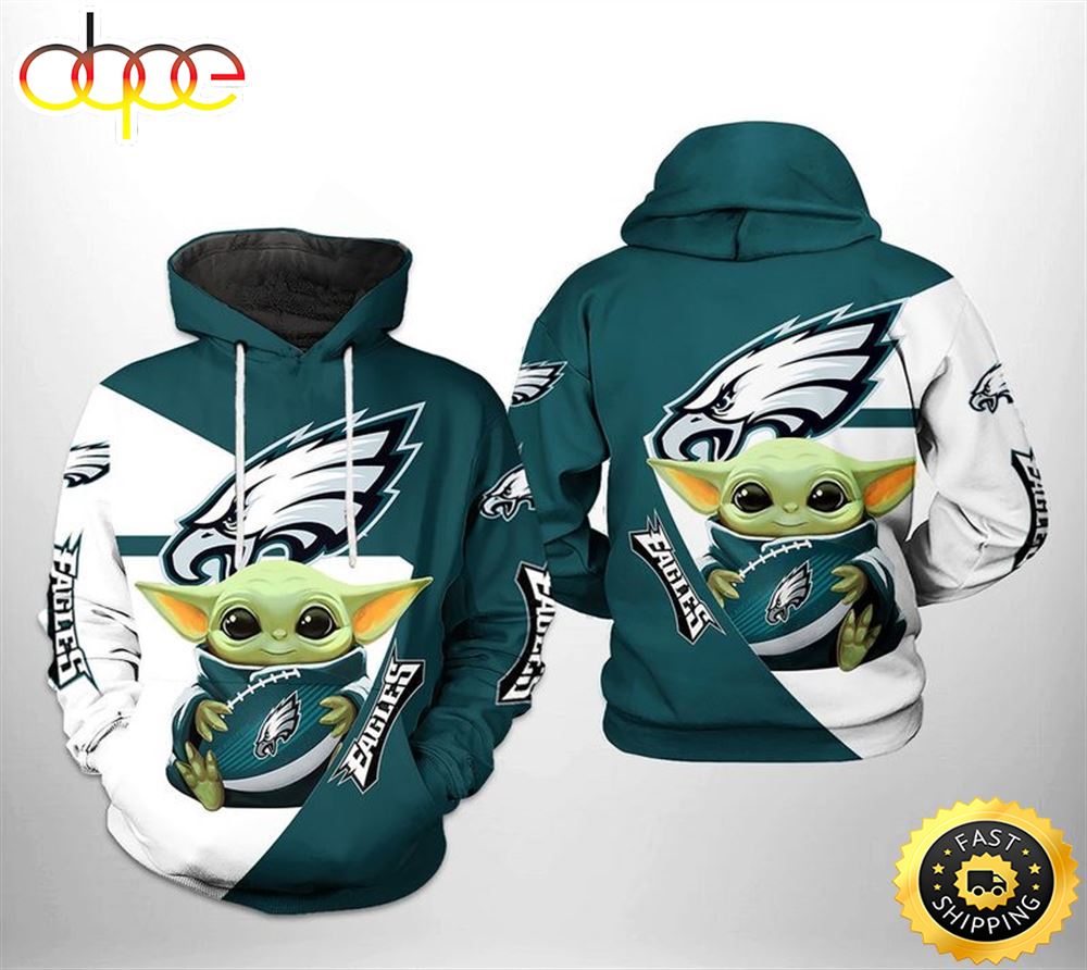 Philadelphia Eagles Baby Yoda Designs For Men Women 3d Hoodie All Over Printed