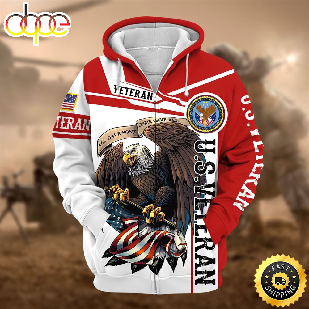 Premium Honoring All Who Served US Veteran Zip Hoodie 3D