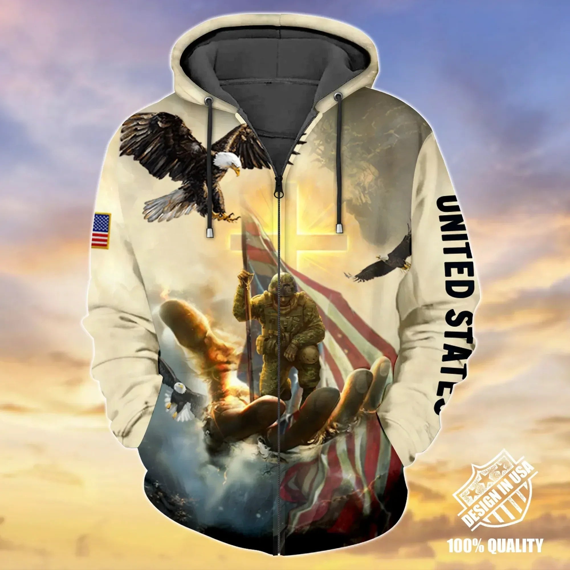 Premium Unique Veteran Zip Hoodie Ultra Soft and Warm 3D Shirt