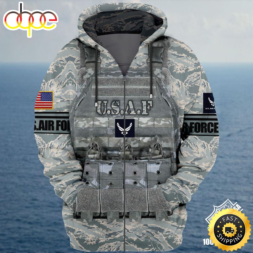Premium Unique Veteran Zip Hoodie Ultra Soft and Warm Air Force