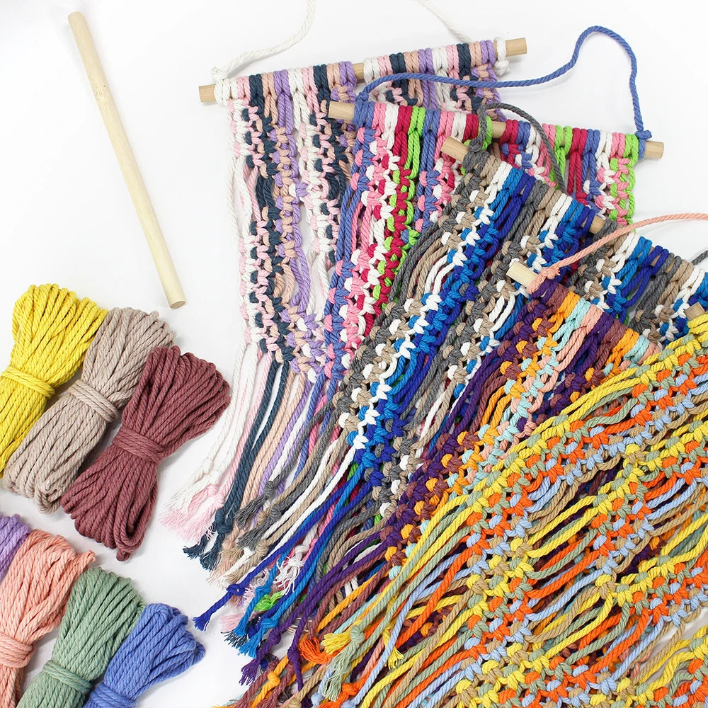 1 Set Colorful Macrame Wall Hanging Kit, DIY Craft for Beginners, Polyester Woven Wall Decor Craft Kit