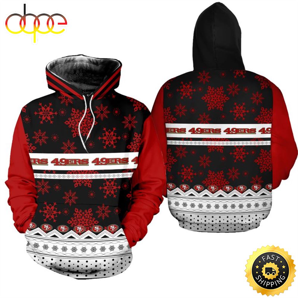 San Francisco 49ers Christmas Pattern Red And Black All Over print Christmas Shirt
