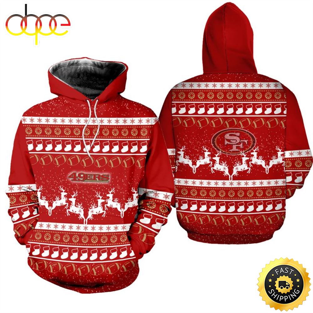 San Francisco 49ers Christmas Pattern Red Nfl All Over Print Hoodie Shirt
