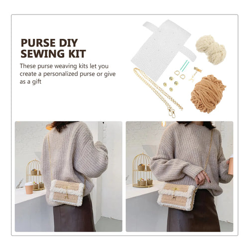 1Set DIY Knitting Purse Set Easy to Assemble Woven Bag Craft Kit Personalized Gift for Mom Daughter Girlfriend Best Present