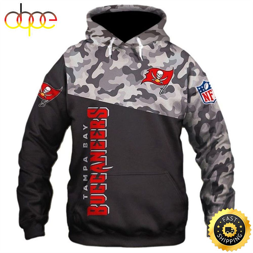 Tampa Bay Buccaneers Camo Veterans 3D Hoodie All Over Printed