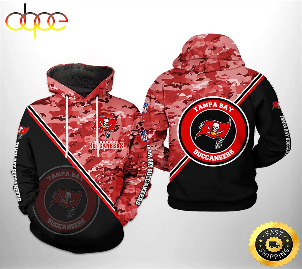 Tampa Bay Buccaneers NFL Camo Team 3D Printed HoodieZipper Hoodie