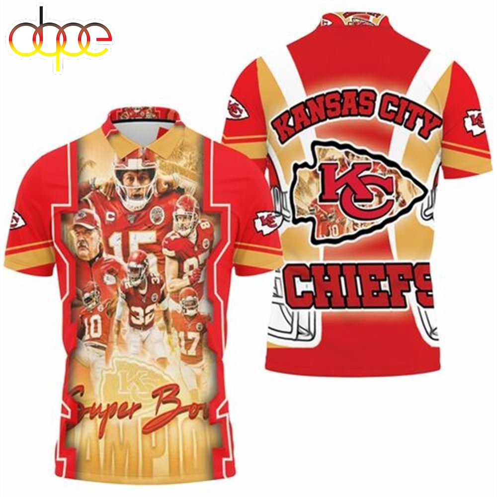 Team Kansas City Chiefs Logo Super Bowl Champions  Afc West Division Polo Shirt