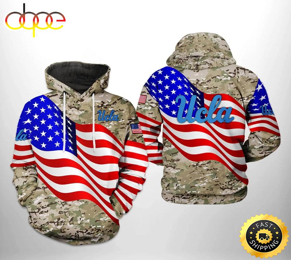 Ucla Bruins US Flag Camo Veteran 3D Hoodie NCAA Gifts
