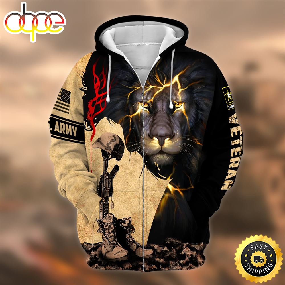 Unique U.S. Army Veteran Zip Hoodie 3D Gift