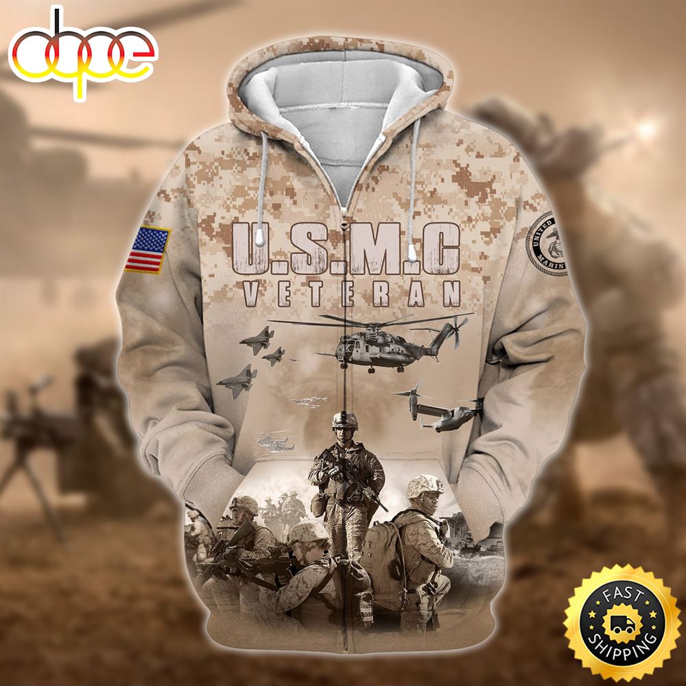 Unique U.S. Marine Corps Veteran Zip Hoodie