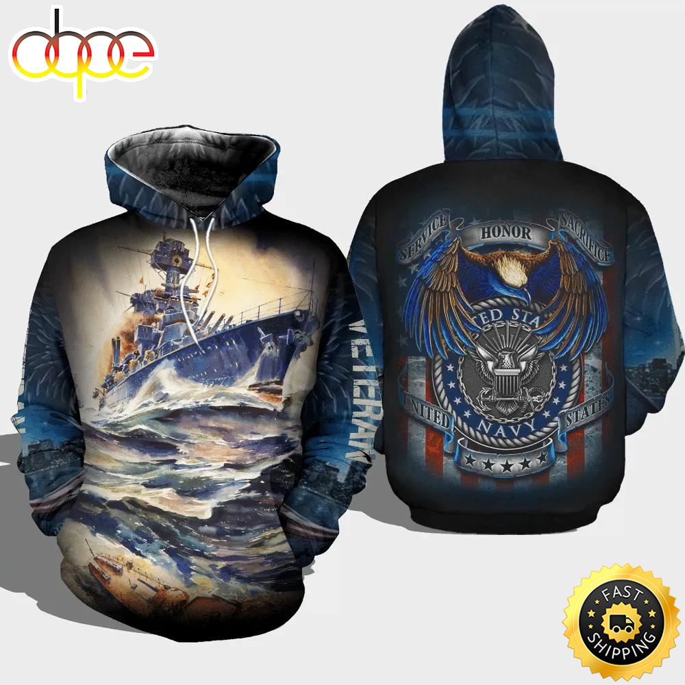 Veteran Sacrifice Honor United States Navy 3D Hoodie All Over Printed