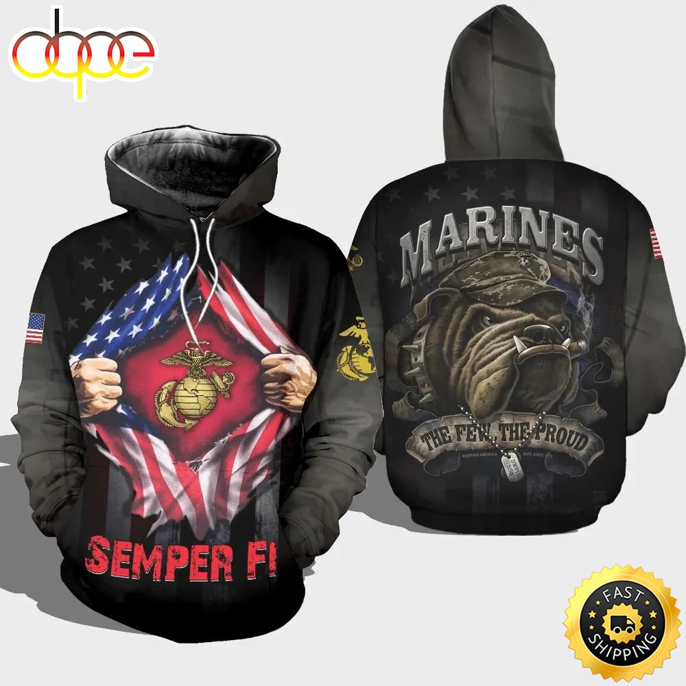 Veteran Semper Fi Marines The Few The Proud 3D Hoodie All Over Printed