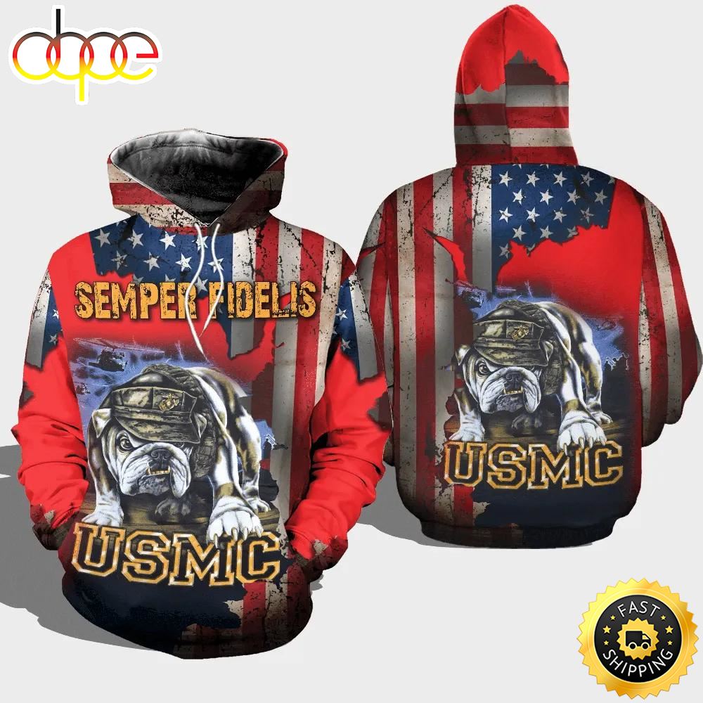 Veteran Semper Fidelis USMC 3D Hoodie All Over Printed