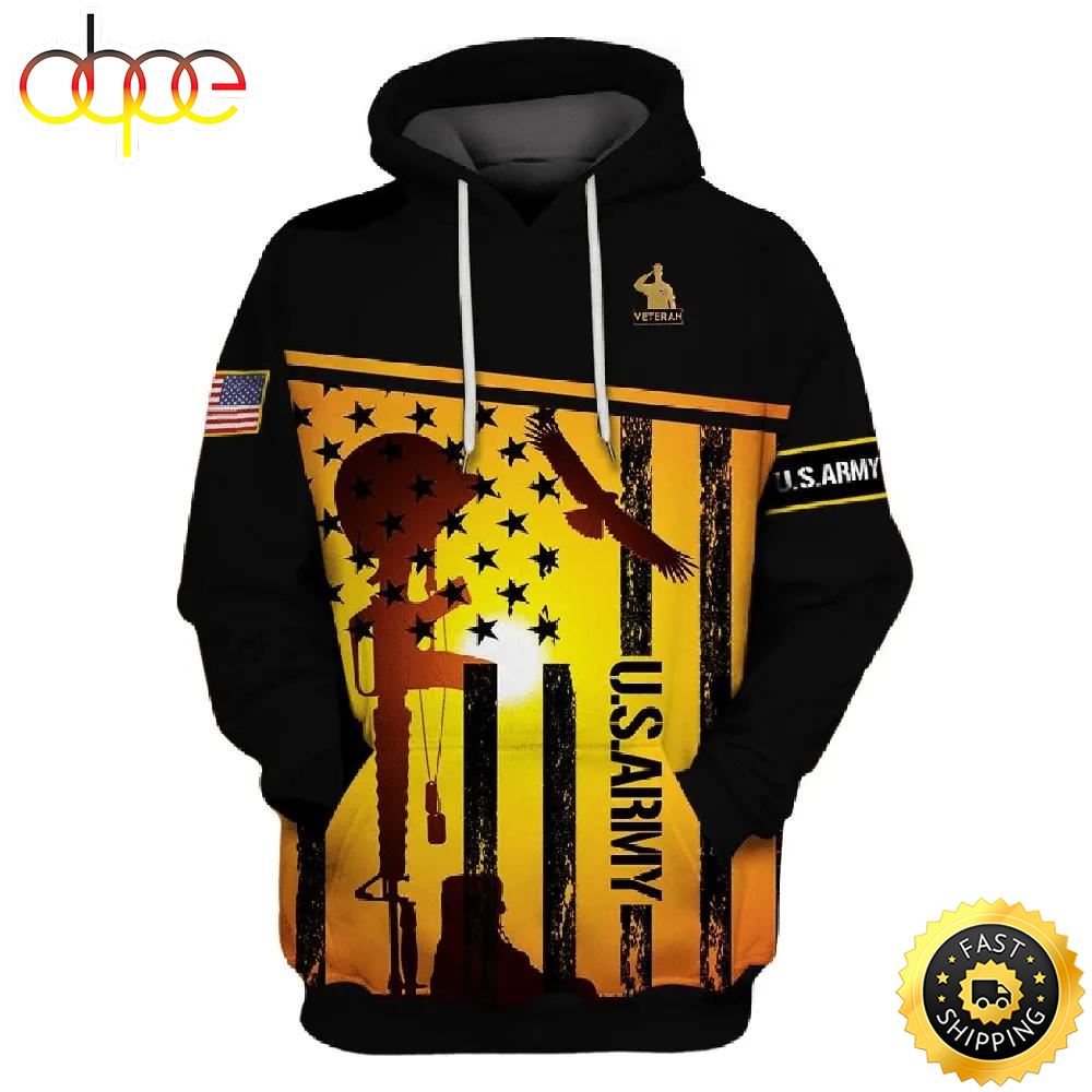Veteran U.S Army God My Father Veteran My Brothers 3D Hoodie All Over Printed