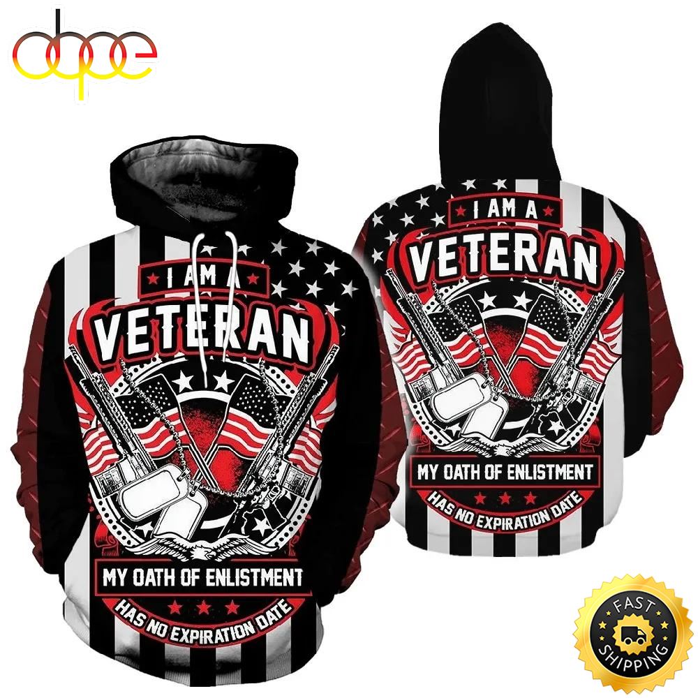 Veteran US Army Veteran United States Dog Tag Gun 3D Hoodie All Over Printed