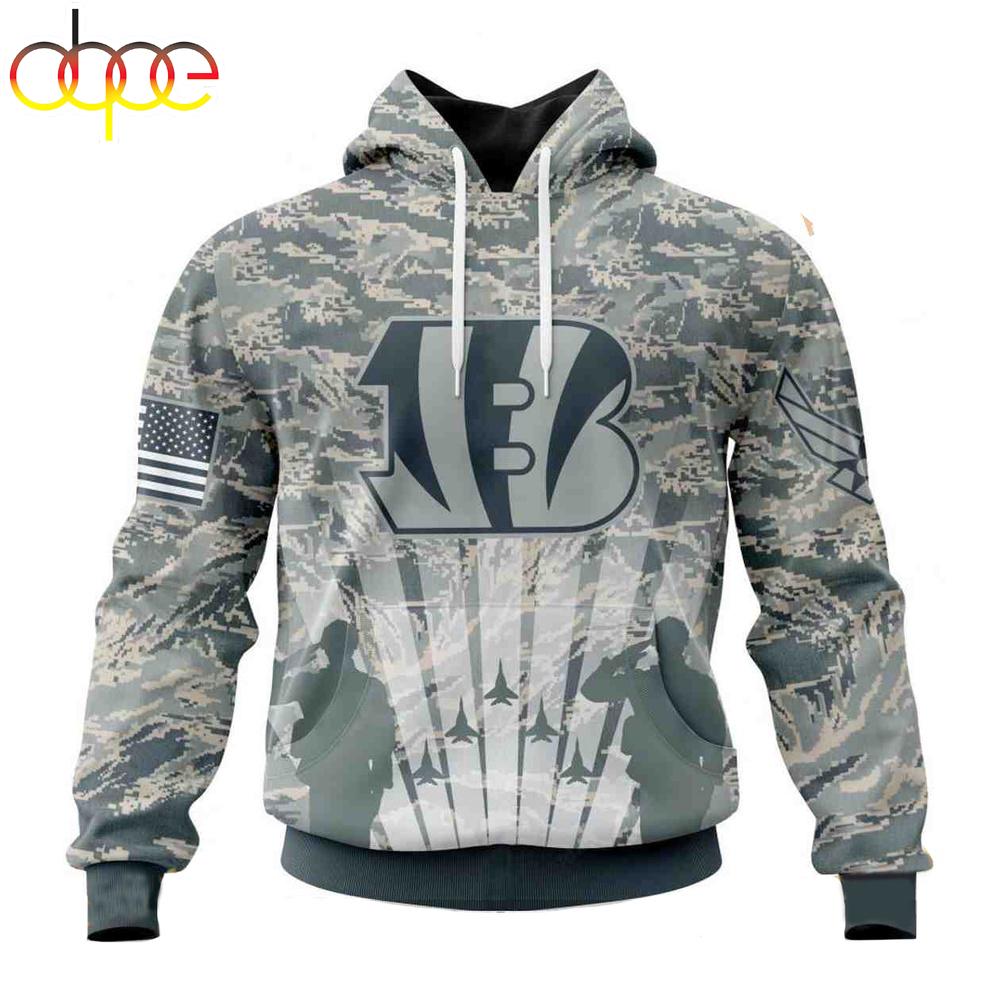 Custom Name And Number NFL Cincinnati Bengals Honor US Air Force Veterans 3D Hoodie Shirt